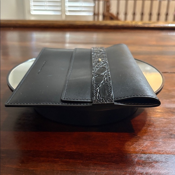 GIUSEPPE ZANOTTI Black Leather Envelope Clutch